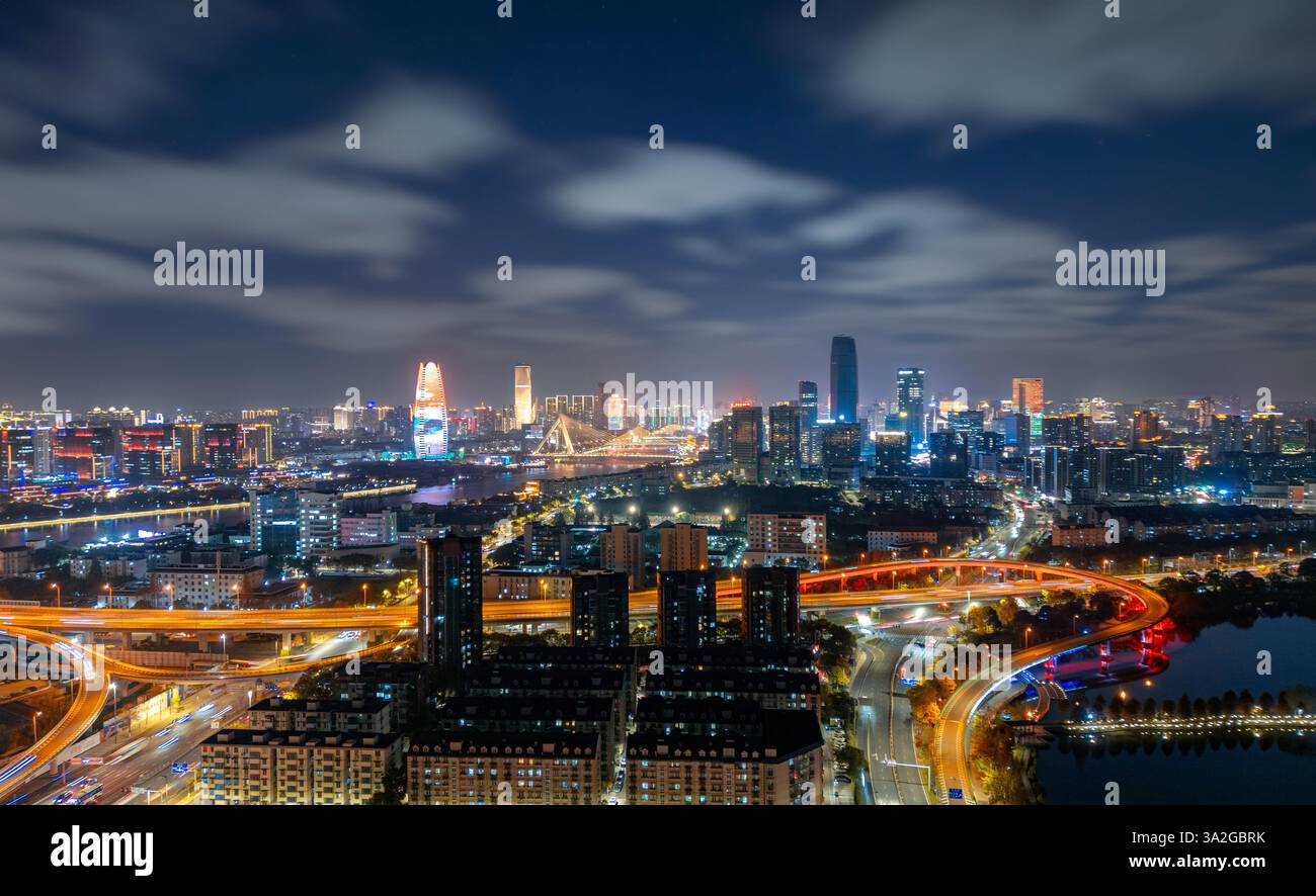 Environnement urbain de Sanjiangkou, Ningbo, province du Zhejiang, Chine Banque D'Images