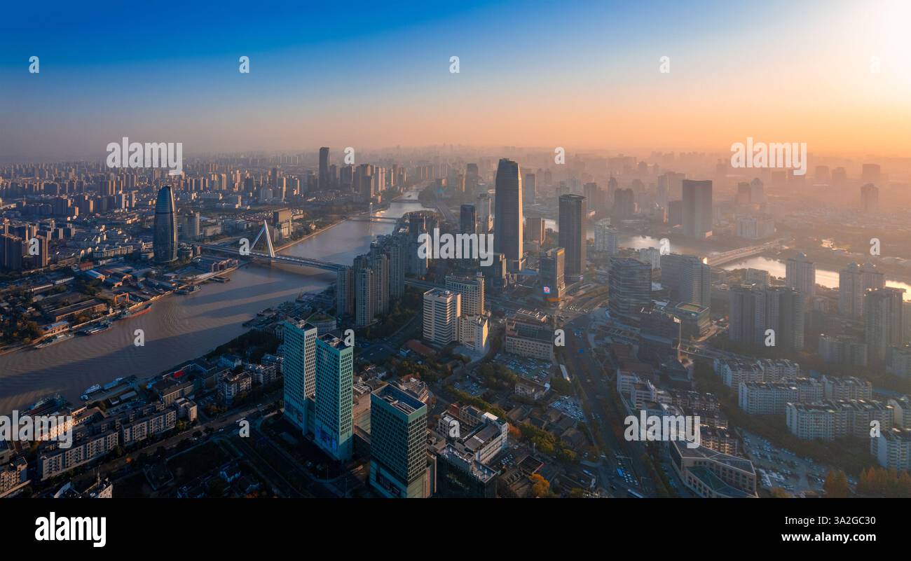 Environnement urbain de Sanjiangkou, Ningbo, province du Zhejiang, Chine Banque D'Images