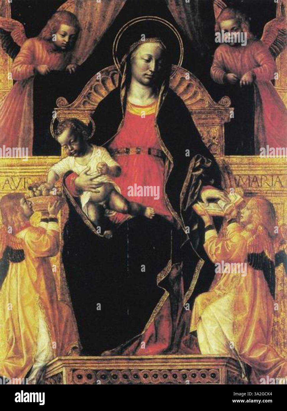 Une œuvre de Vincenzo Foppa, démontrant son style à l'époque de la Renaissance. La peinture présente des sujets religieux rendus avec clarté et précision, suivant les tendances artistiques de l'Italie du XVe siècle. Banque D'Images