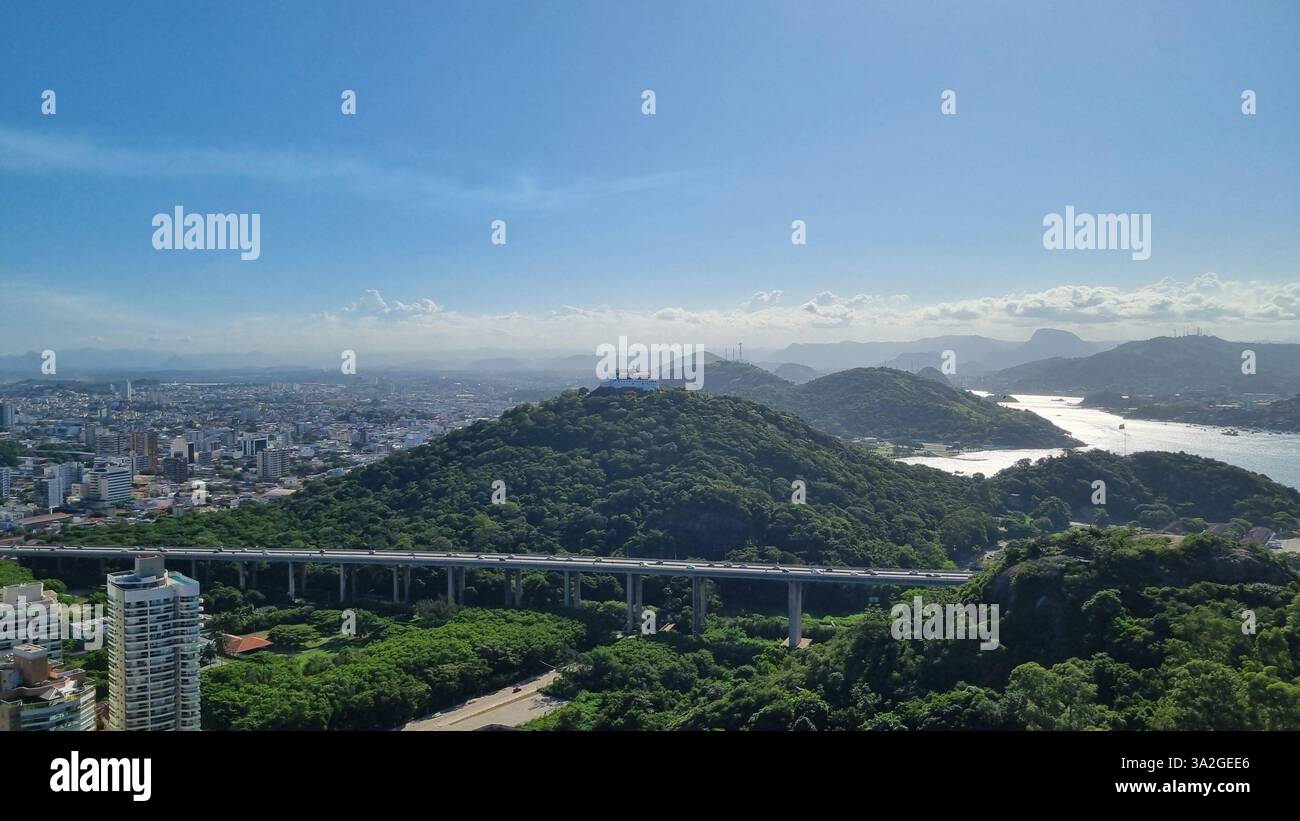 Cette image captivante met en valeur un équilibre saisissant entre expansion urbaine et végétation luxuriante. Banque D'Images