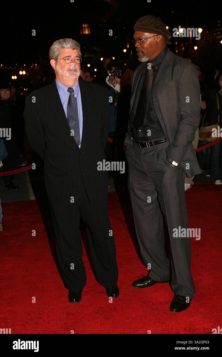 19 novembre 2005 ; San Francisco, CA, États-Unis ; GEORGE LUCAS et SAMUEL L. JACKSON assistent à la collecte de fonds 'Dream Dinner' pour le Martin Luther King Jr Washington DC Memorial Project à San Francisco, en Californie. Crédit obligatoire : photo de Krista Kennell/ZUMA Press. (©) Copyright 2005 par Krista Kennell Banque D'Images