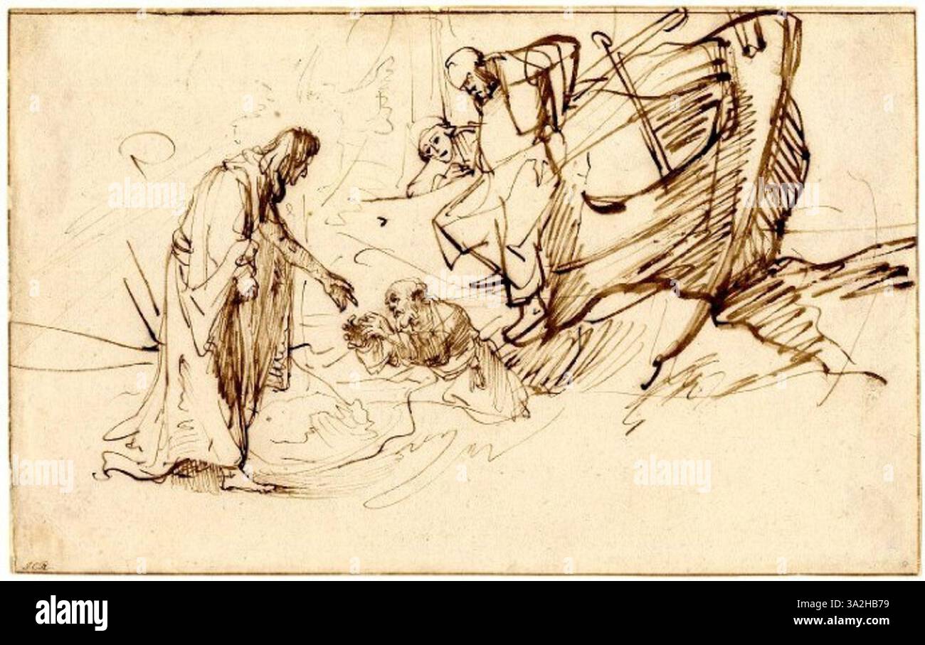 'Benesch, 0070' de Rembrandt présente un sujet rendu avec une ...