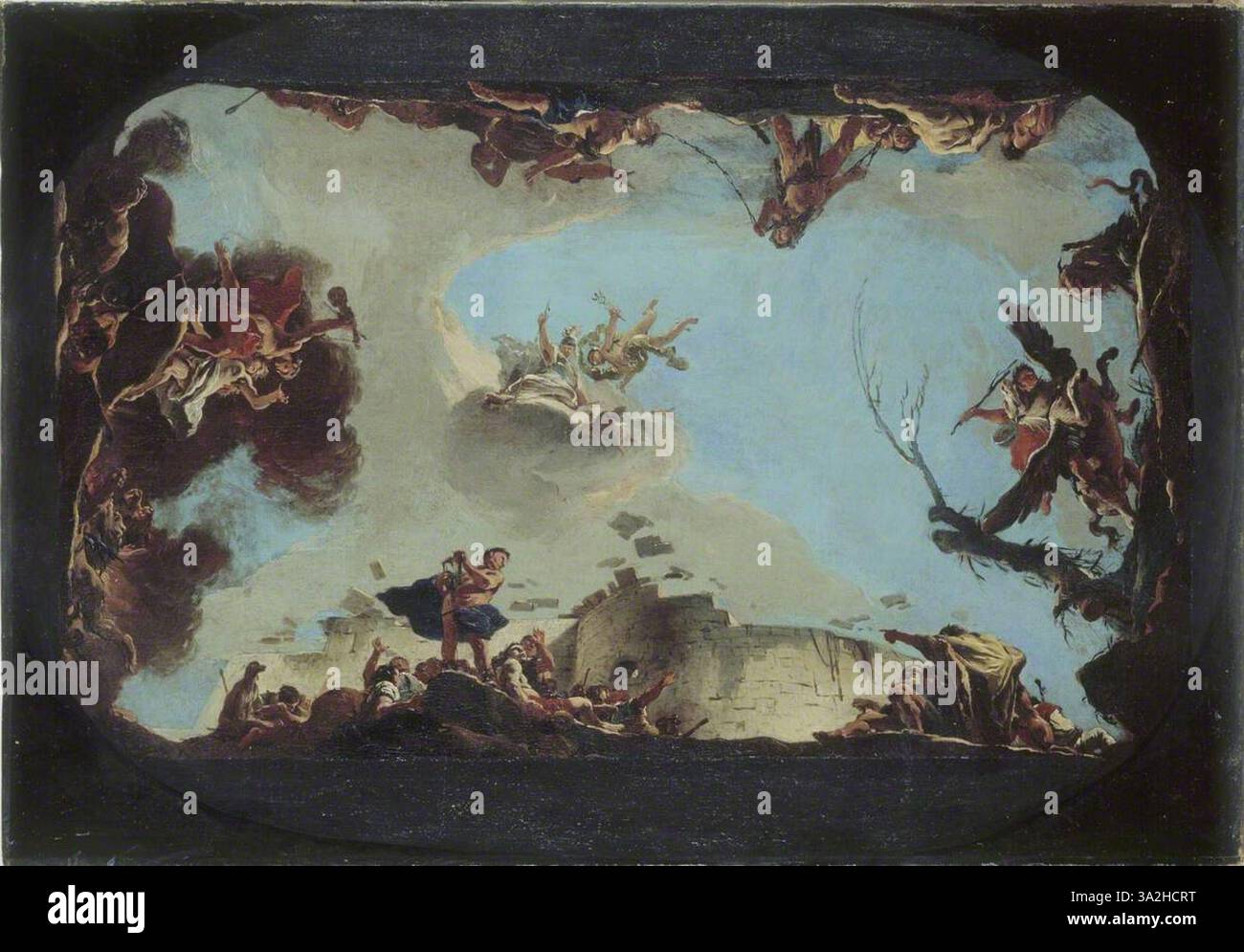 « Allégorie de la puissance de l'éloquence » de Giovanni Battista Tiepolo est une représentation de la personnification de l'éloquence en tant que force puissante. La peinture utilise des couleurs vibrantes et un mouvement dynamique pour transmettre le concept de parole persuasive et d'influence. Banque D'Images