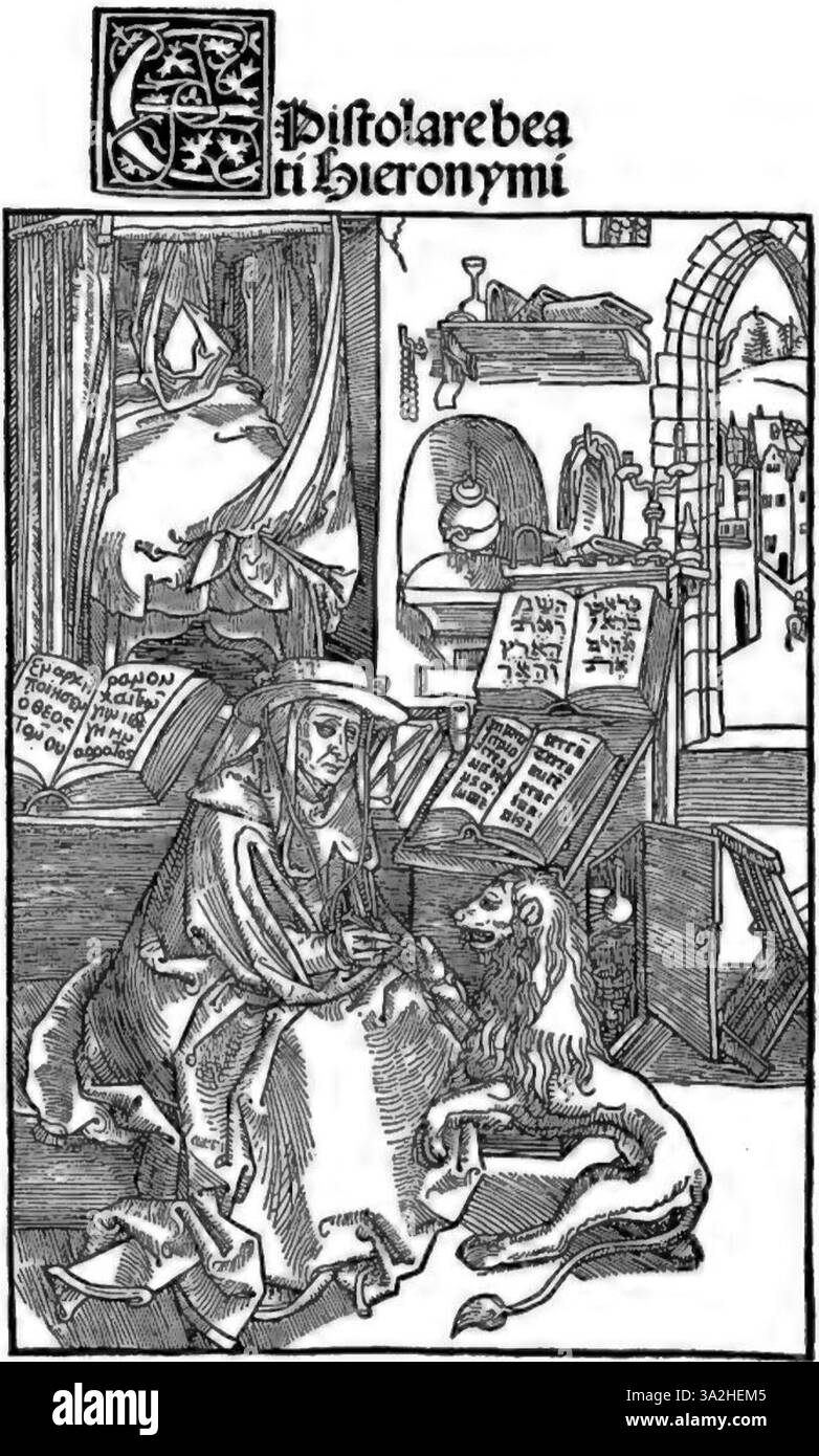 Cette gravure d’Albrecht Dürer illustre son utilisation experte du travail aux lignes fines et de l’ombrage pour créer de la profondeur et de la texture, typiques de son style Renaissance du Nord. Banque D'Images