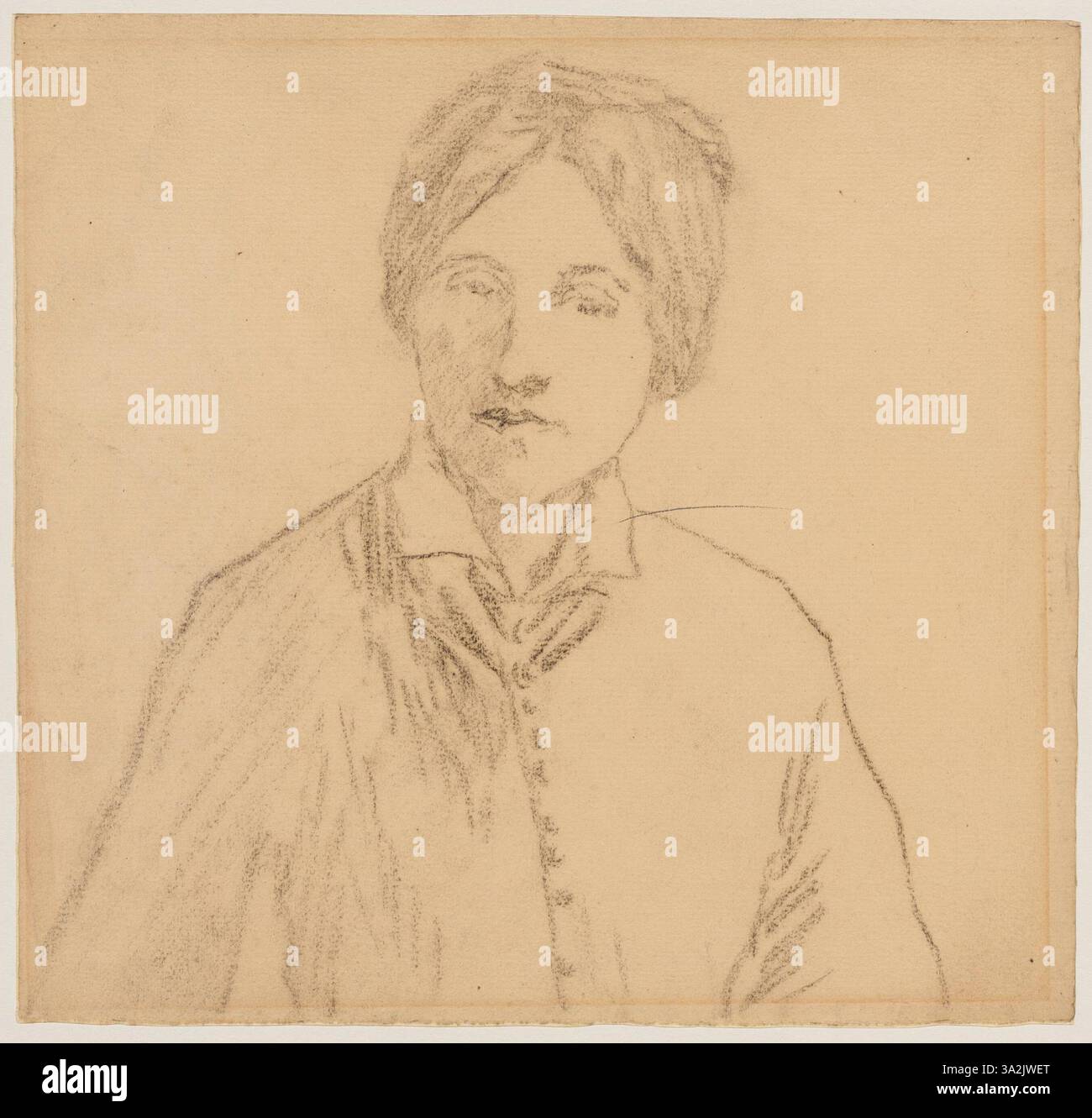 Le portrait d'une femme de Gwen John présente une représentation subtile et douce avec un arrière-plan minimal. L’expression du sujet transmet un sentiment de contemplation tranquille et d’introspection. Banque D'Images