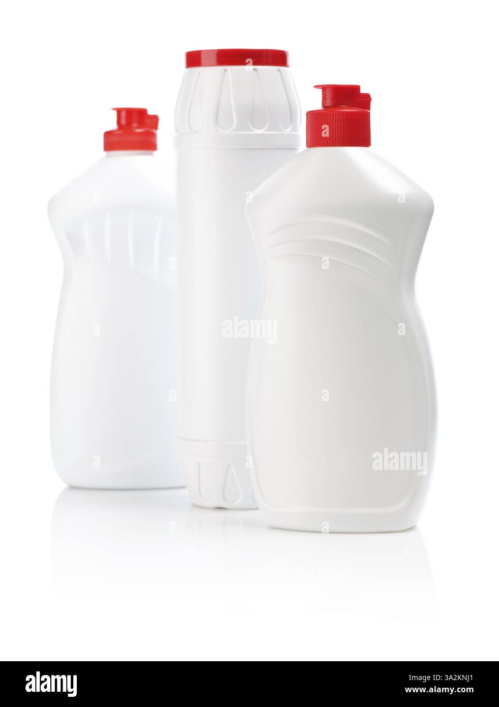 Bouteilles blanches pour nettoyer Banque D'Images