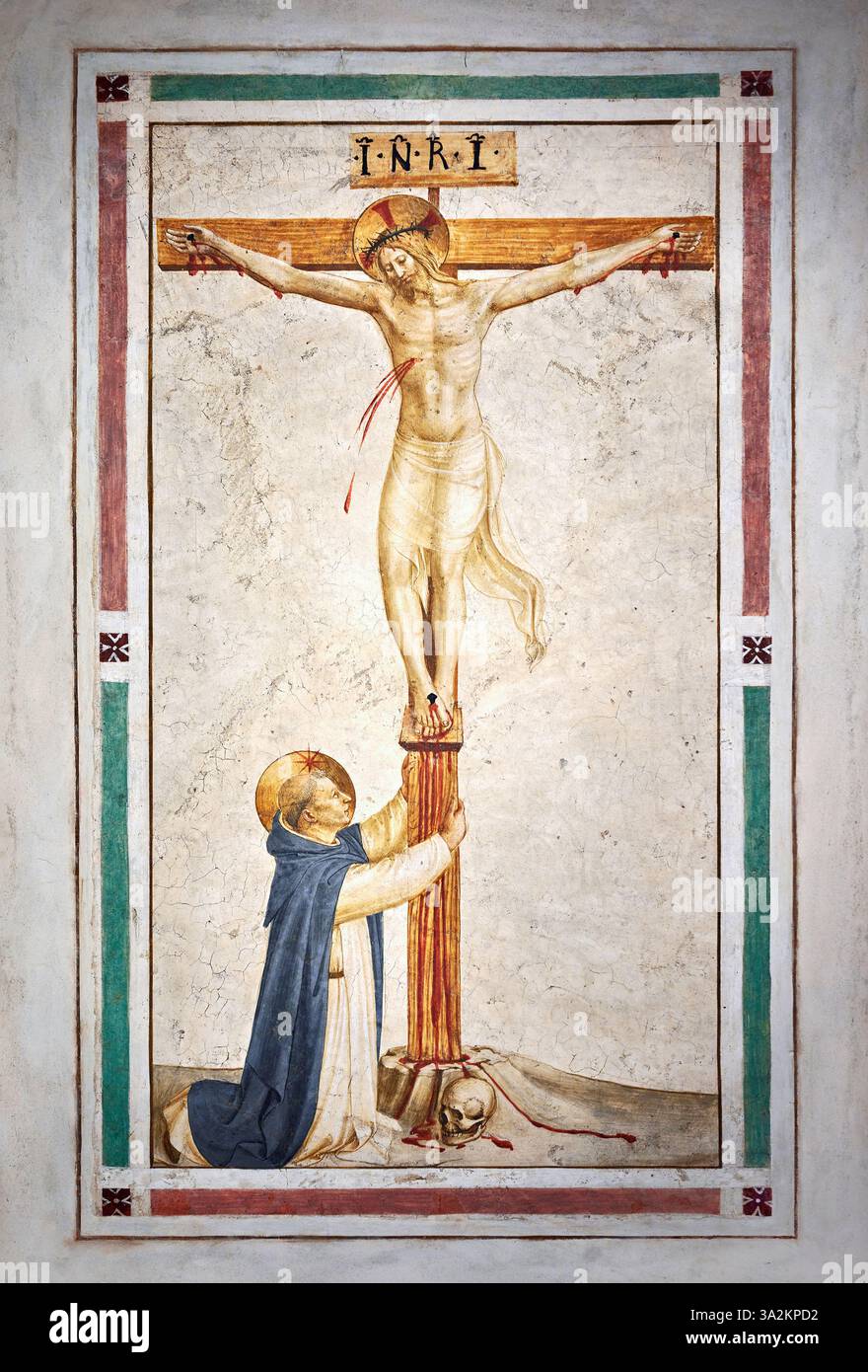 San Domenico adora il crocifisso - affresco - Beato Angelico - 1440/1450 - Firenze, Museo del Convento di San Marco Banque D'Images