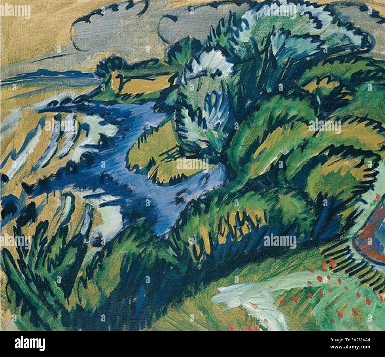 'Fehmarnküste', peint par Ernst Ludwig Kirchner, représente la côte de Fehmarn. L’œuvre est une représentation saisissante du paysage côtier, avec des coups de pinceau dynamiques et des couleurs vives, caractéristiques du style expressionniste de Kirchner. Banque D'Images 'Fehmarnküste', peint par Ernst Ludwig Kirchner, représente la côte de Fehmarn. L’œuvre est une représentation saisissante du paysage côtier, avec des coups de pinceau dynamiques et des couleurs vives, caractéristiques du style expressionniste de Kirchner. Banque D'Images