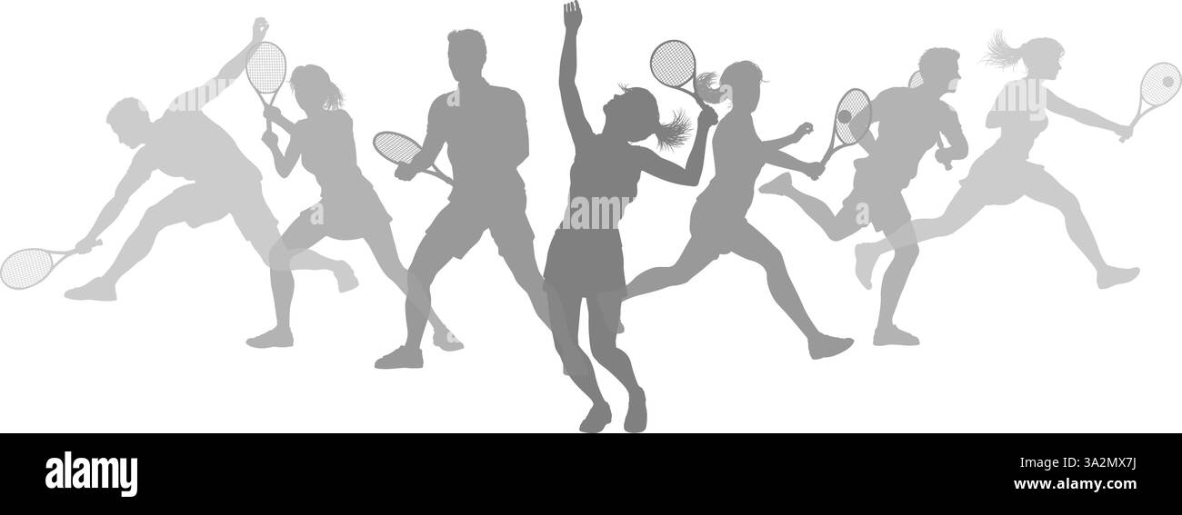 Silhouette tennis Players concept silhouettes Illustration de Vecteur