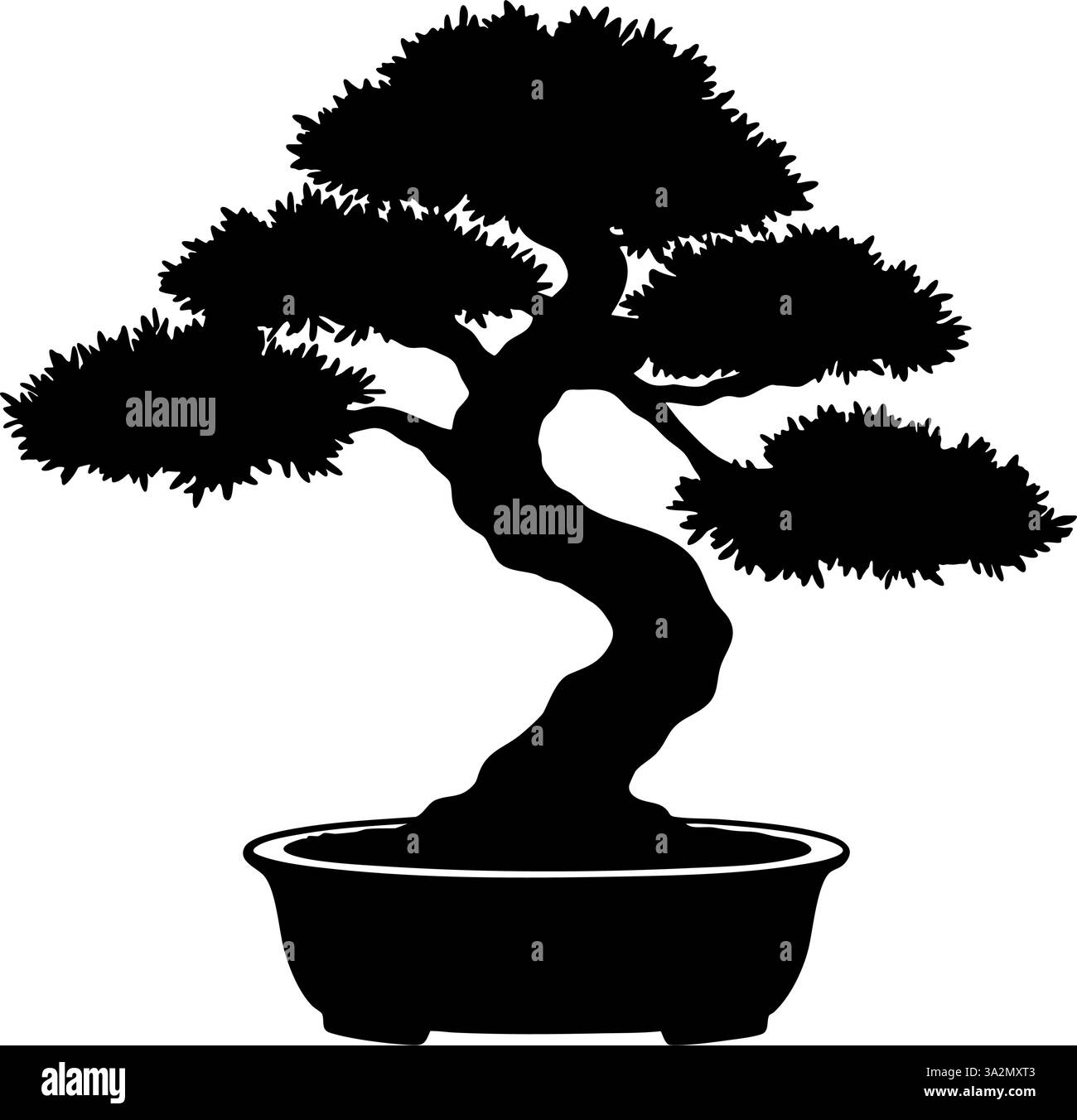 silhouette de bonsaï grandissant dans le symbole d'icône de pot. illustration vectorielle Illustration de Vecteur