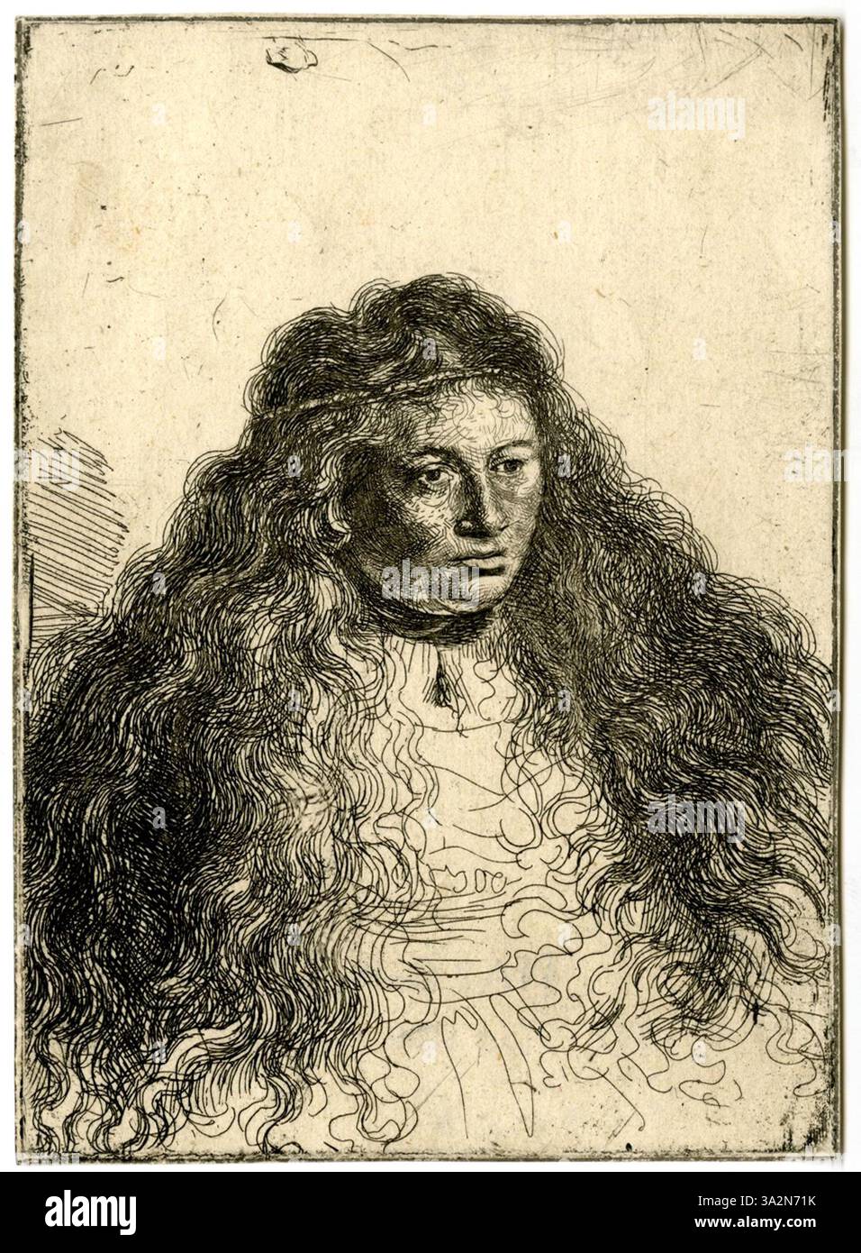 Cette gravure de Ferdinand bol, influencée par Rembrandt, capte une profonde intensité émotionnelle. L’interaction entre la lumière et les ombres met en valeur l’expression réfléchissante du sujet et ajoute de la profondeur à la composition. Banque D'Images Cette gravure de Ferdinand bol, influencée par Rembrandt, capte une profonde intensité émotionnelle. L’interaction entre la lumière et les ombres met en valeur l’expression réfléchissante du sujet et ajoute de la profondeur à la composition. Banque D'Images