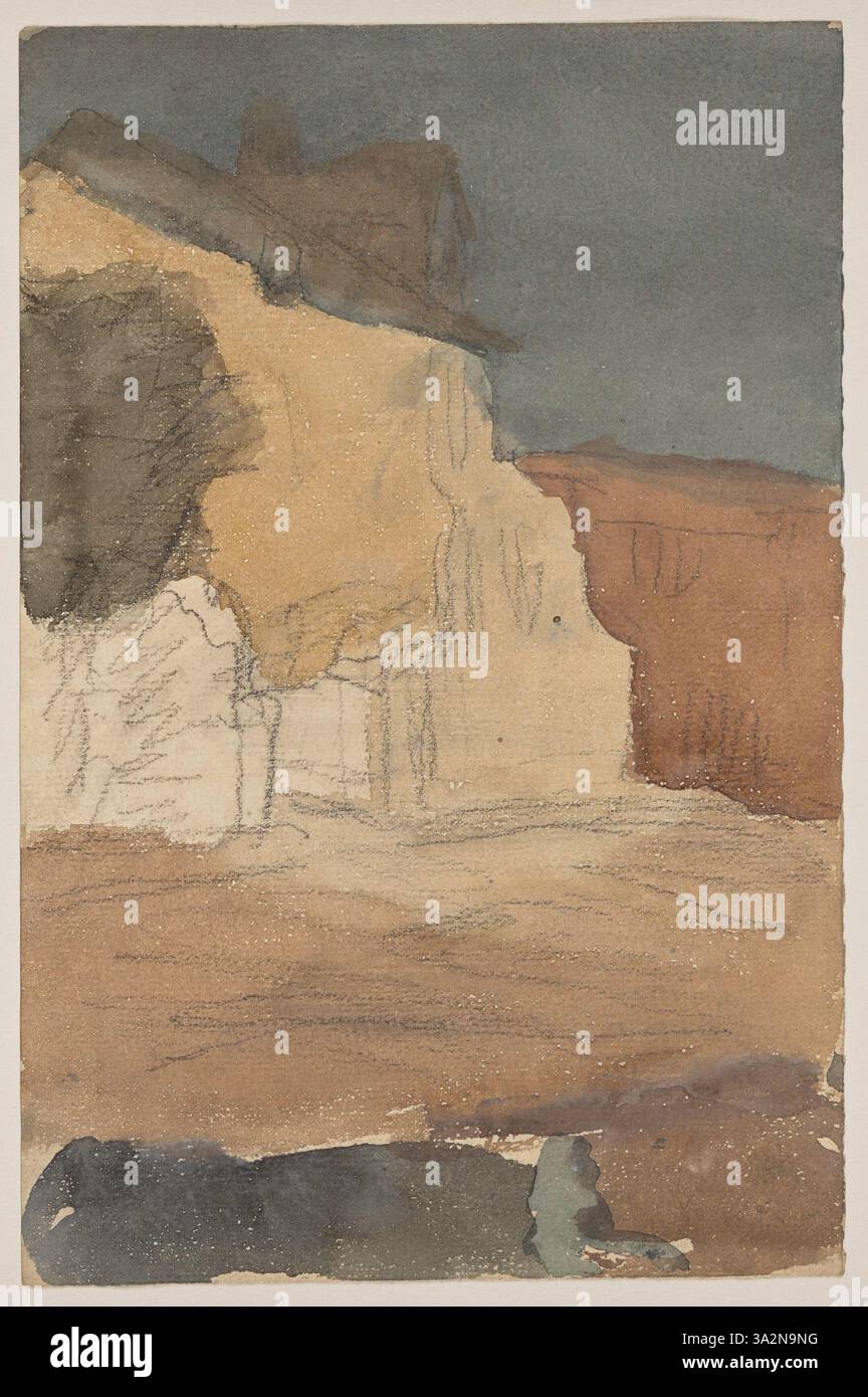 La peinture de Gwen John représente une ville la nuit, avec la composition se concentrant sur l'éclairage calme et tamisé qui transmet une atmosphère paisible et réfléchissante. Banque D'Images
