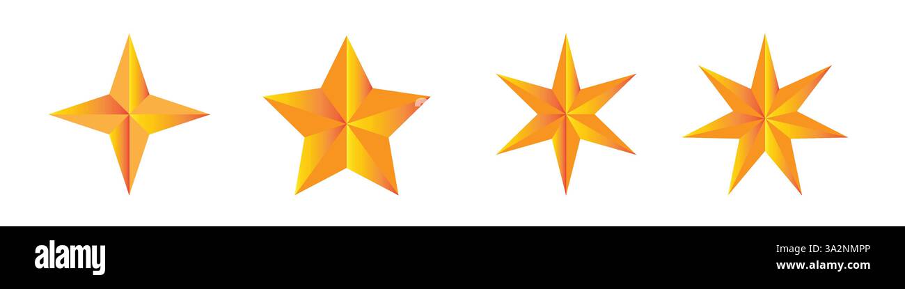 Illustration vectorielle d'étoiles biseautées à tonalité d'or multiple Illustration de Vecteur