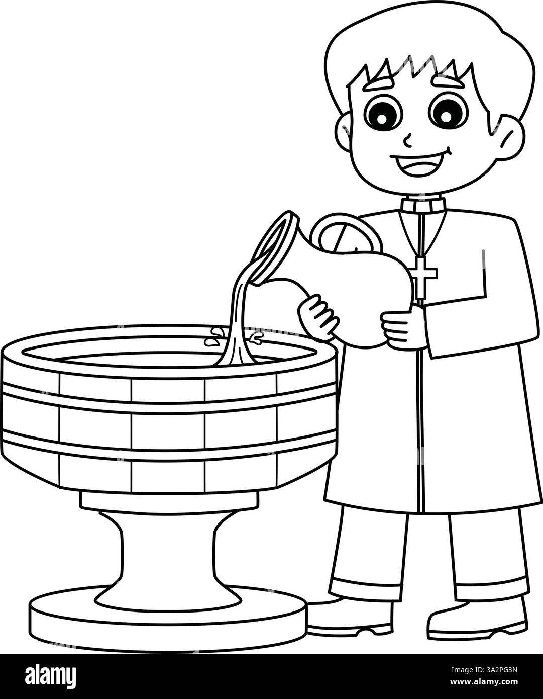 Baptême prêtre versant de l'eau Sainte isolé Illustration de Vecteur Baptême prêtre versant de l'eau Sainte isolé Illustration de Vecteur