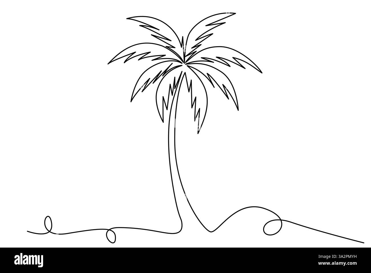 Dessin d'art continu d'une ligne de conception d'illustration vectorielle d'arbre de palmier Illustration de Vecteur