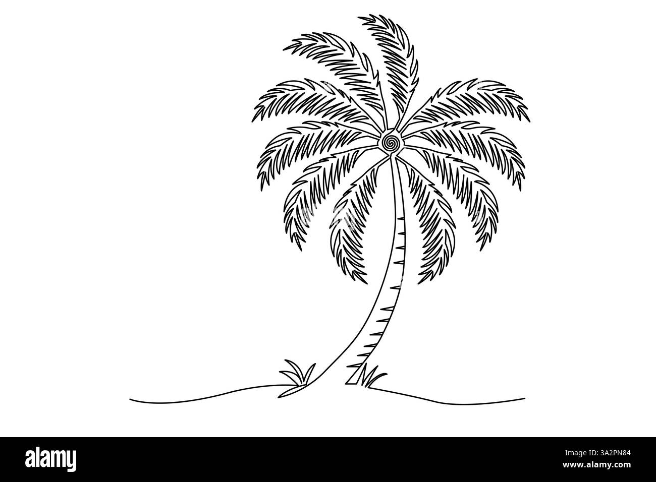 Dessin d'art continu d'une ligne de conception d'illustration vectorielle d'arbre de palmier Illustration de Vecteur