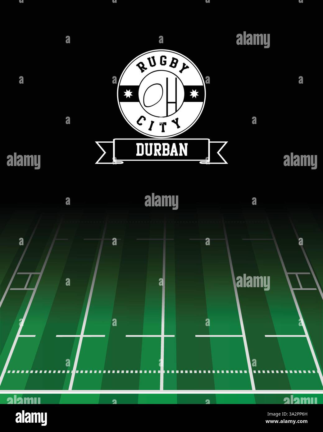 Durban concept pour Rugby City White Stamp avec fond de champ vert, image d'illustration abstraite Illustration de Vecteur