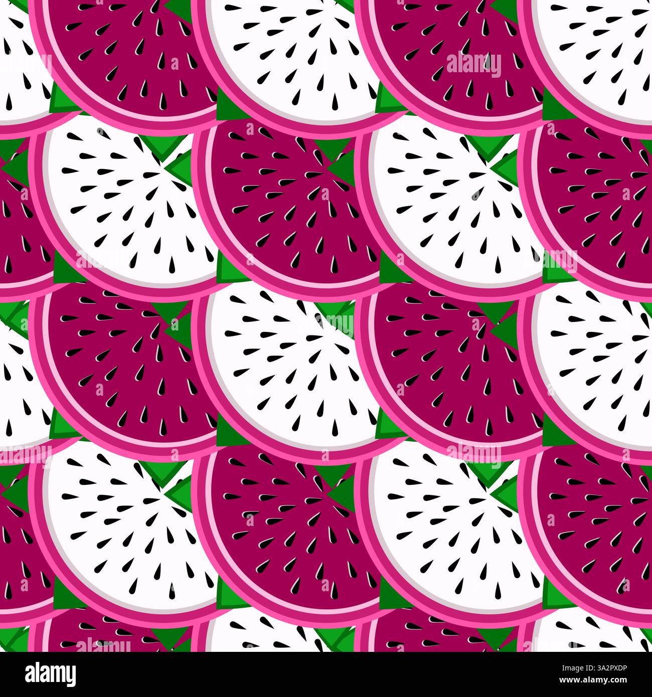 Illustration vectorielle de modèle sans couture tropicale de tranches de fruit de dragon Illustration de Vecteur