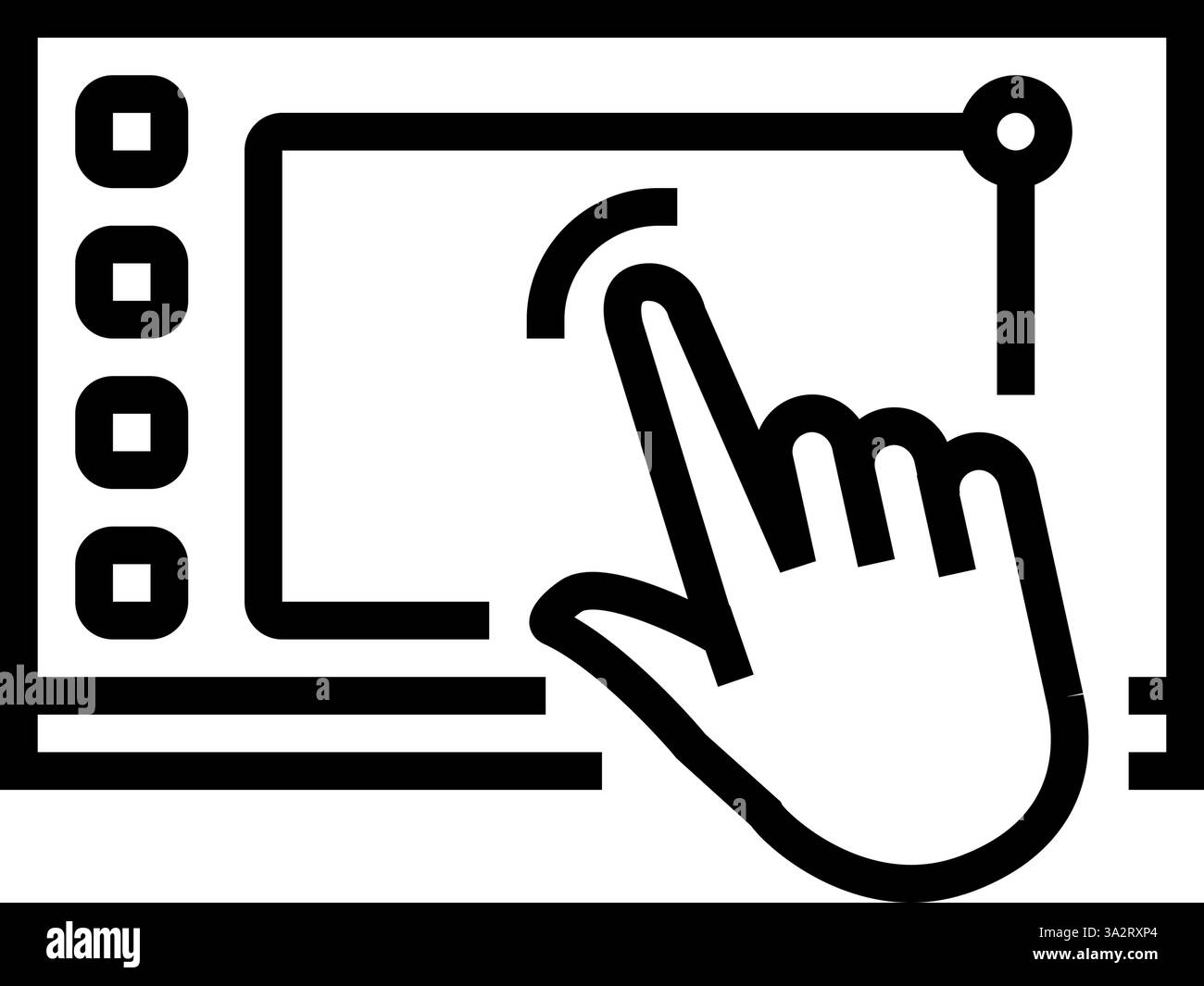 illustration vectorielle d'icône de ligne robotique sociale d'écran d'affichage interactif Illustration de Vecteur
