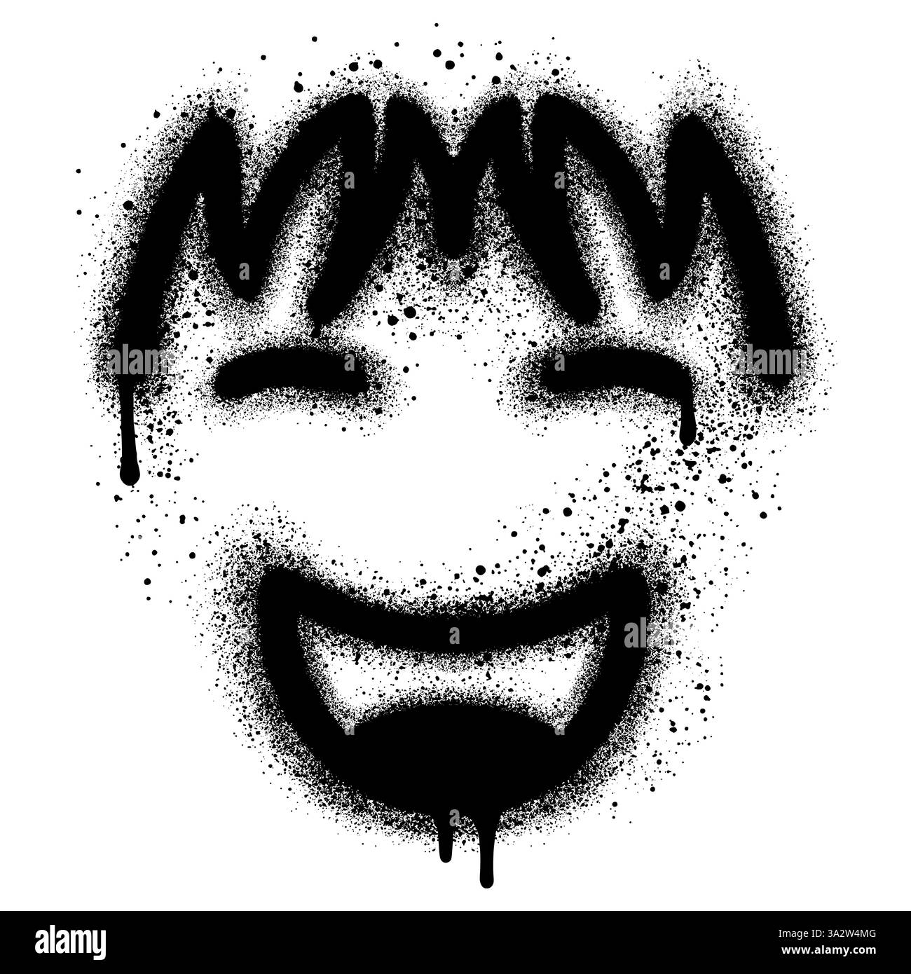 Émoticône graffiti cool visage souriant isolé sur fond blanc Illustration de Vecteur