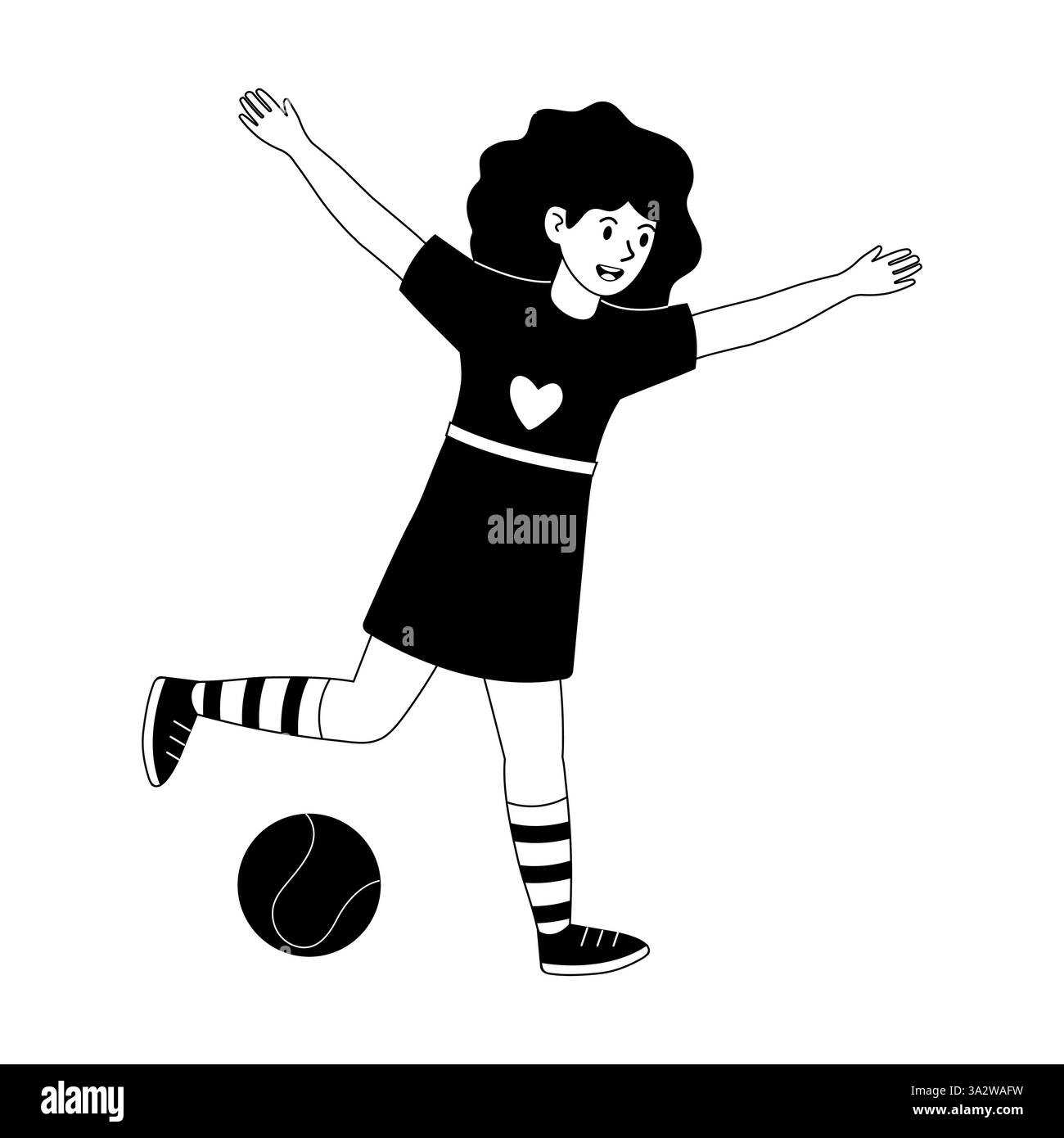 Fille joue joyeusement avec une balle un jour ensoleillé dans une aire de jeux avec un motif de coeur sur sa chemise Illustration de Vecteur Fille joue joyeusement avec une balle un jour ensoleillé dans une aire de jeux avec un motif de coeur sur sa chemise Illustration de Vecteur