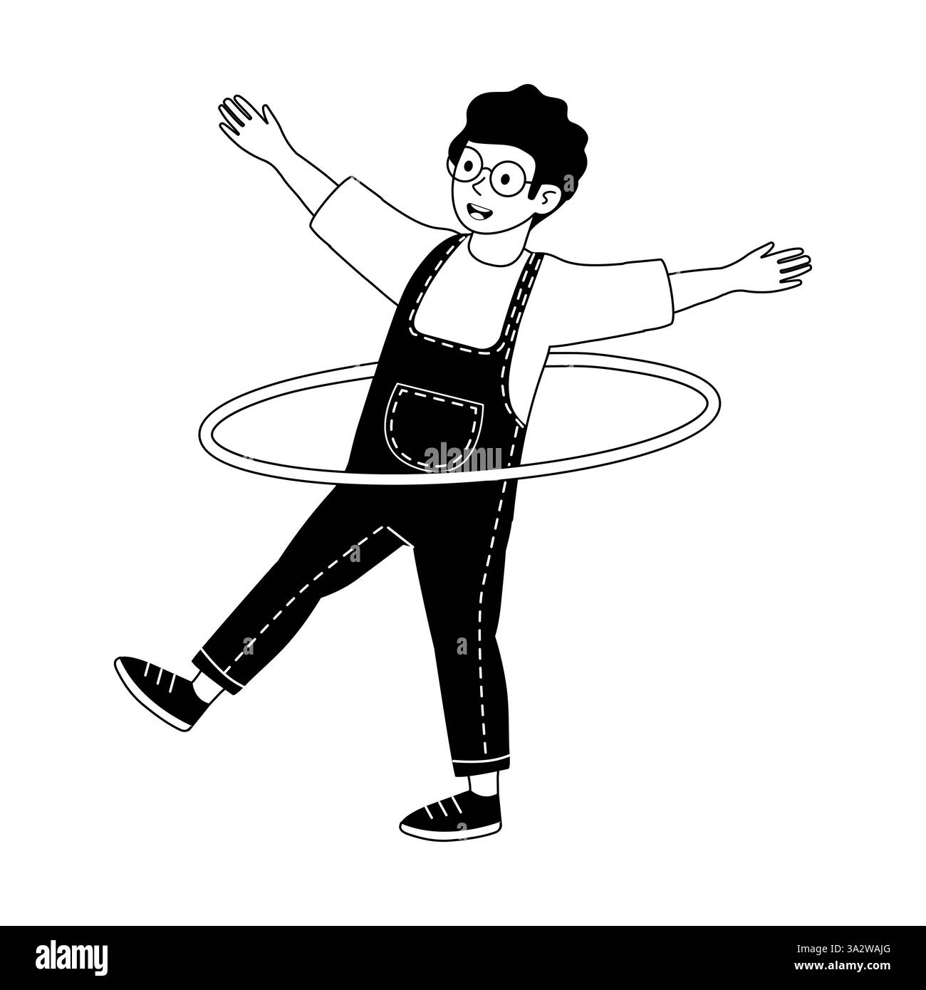 Enfant hula hooping en plein air pendant une journée ensoleillée dans un cadre de parc animé Illustration de Vecteur