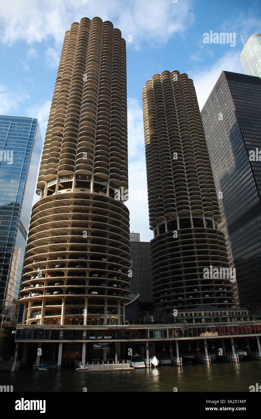 Marina City - State Street - Chicago, il Banque D'Images