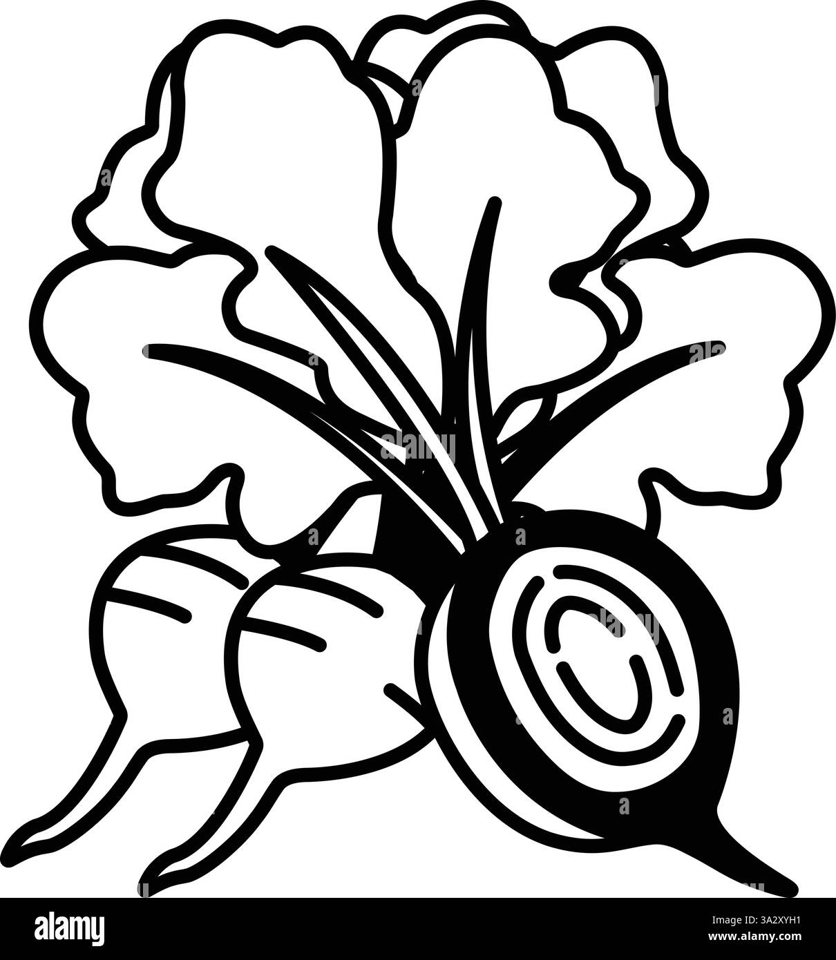 Un dessin d'un bouquet de légumes, dont deux carottes et un radis Illustration de Vecteur