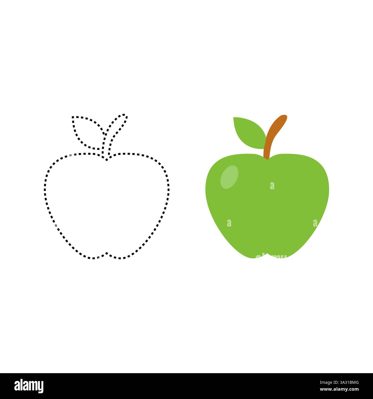 Vert Apple Outline et conception vectorielle remplie Illustration de Vecteur
