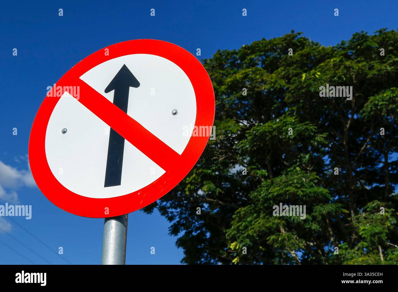 panneau de direction interdit - signal de direction incorrect Banque D'Images