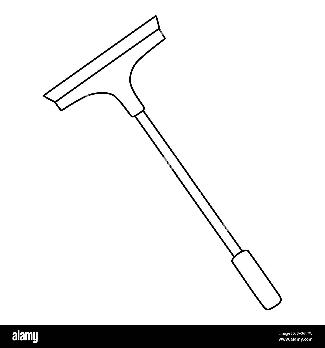 Outil de nettoyage de raclette avec longue poignée pour le lavage des vitres, illustration vectorielle plate de style doodle pour livre de coloriage pour enfants Illustration de Vecteur