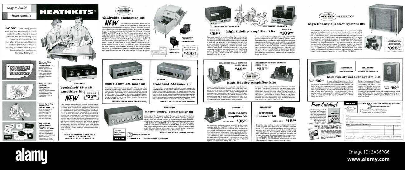 1958 Heathkits, kits audio électroniques vendus pour assemblage par l'acheteur. Ad - Heath Company Michigan Banque D'Images