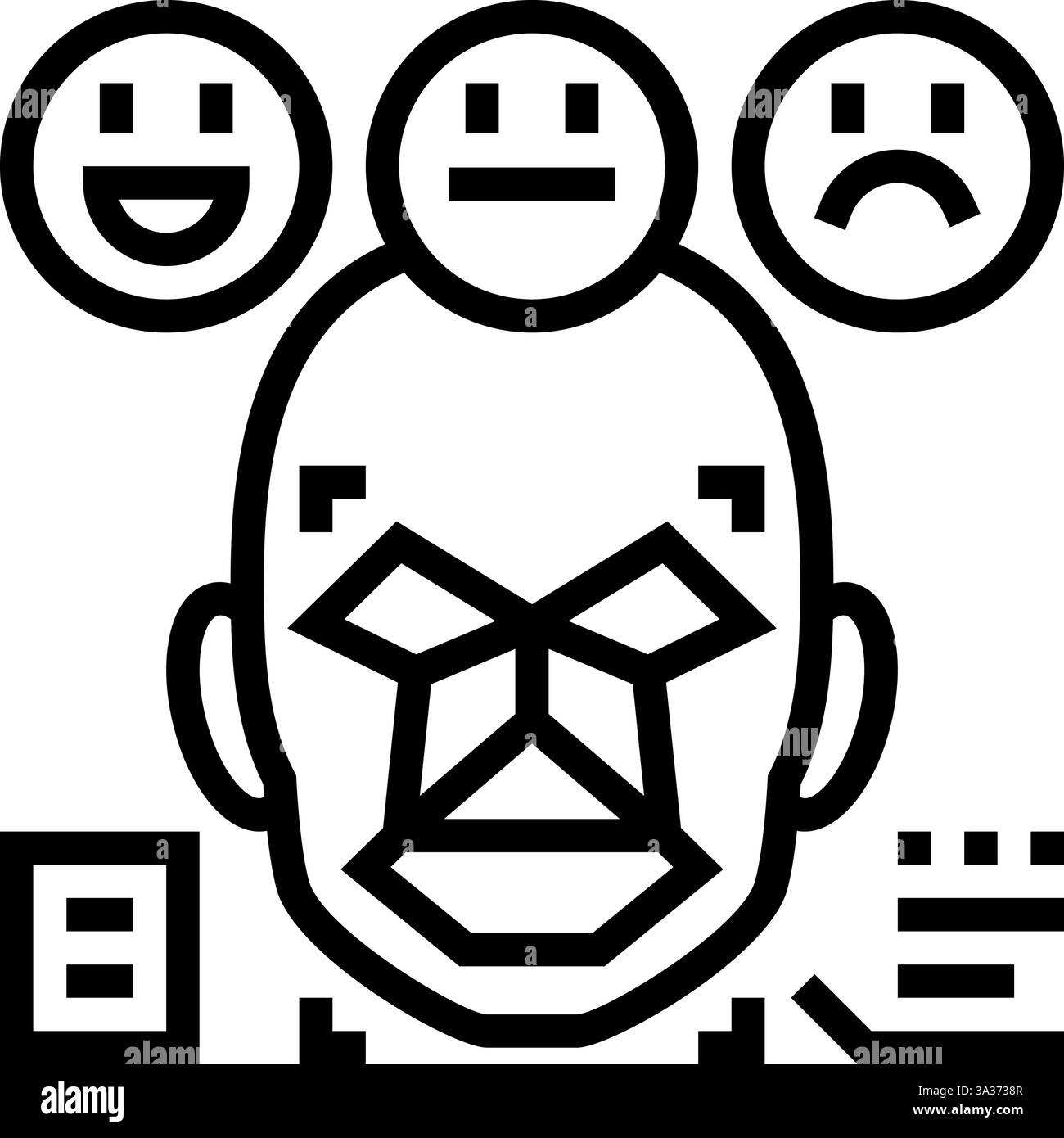 illustration vectorielle d'icône de ligne de nlp face d'analyse de sentiment Illustration de Vecteur