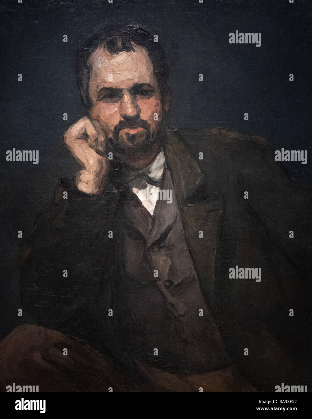 Paul Cézanne peinture ; Cézanne Portrait de Dominique Aubert vers 1866 ; huile sur toile, Post-impressionnisme, portrait d'homme du XIXe siècle.. Banque D'Images