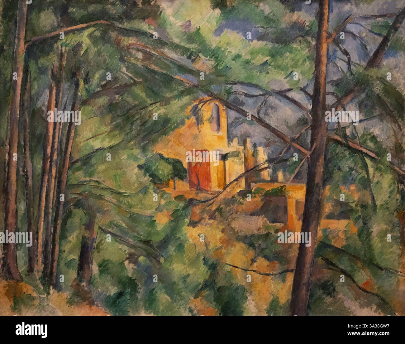 Paul Cézanne peinture, Cézanne le Château Noir ; vers 1885. Peinture de paysage de Cézanne. Paysage post-impressionniste français du XIXe siècle ; huile sur toile Banque D'Images