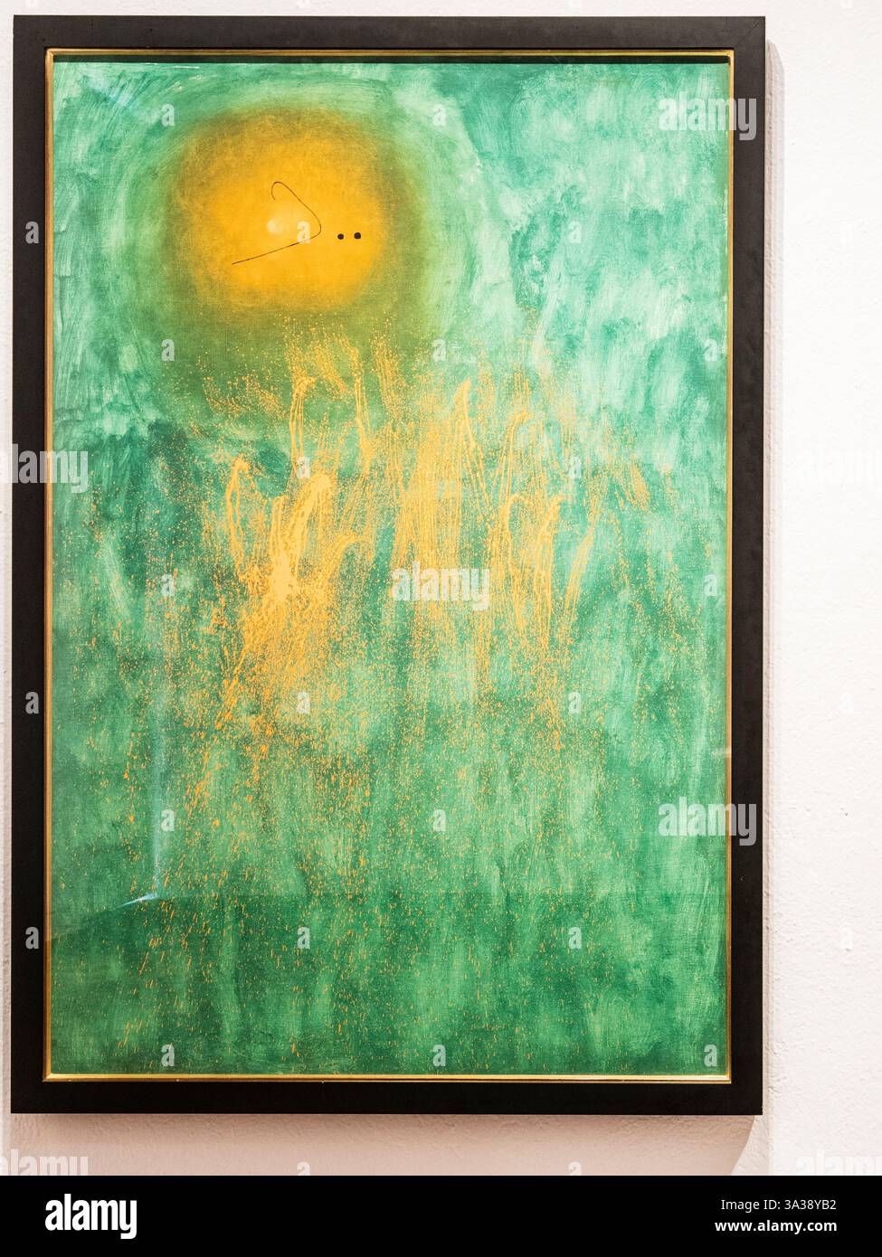 "Cheveux poursuivis par deux planètes" de Joan Miró, dans le Fundació Joan Miró à Barcelone, Espagne. Banque D'Images