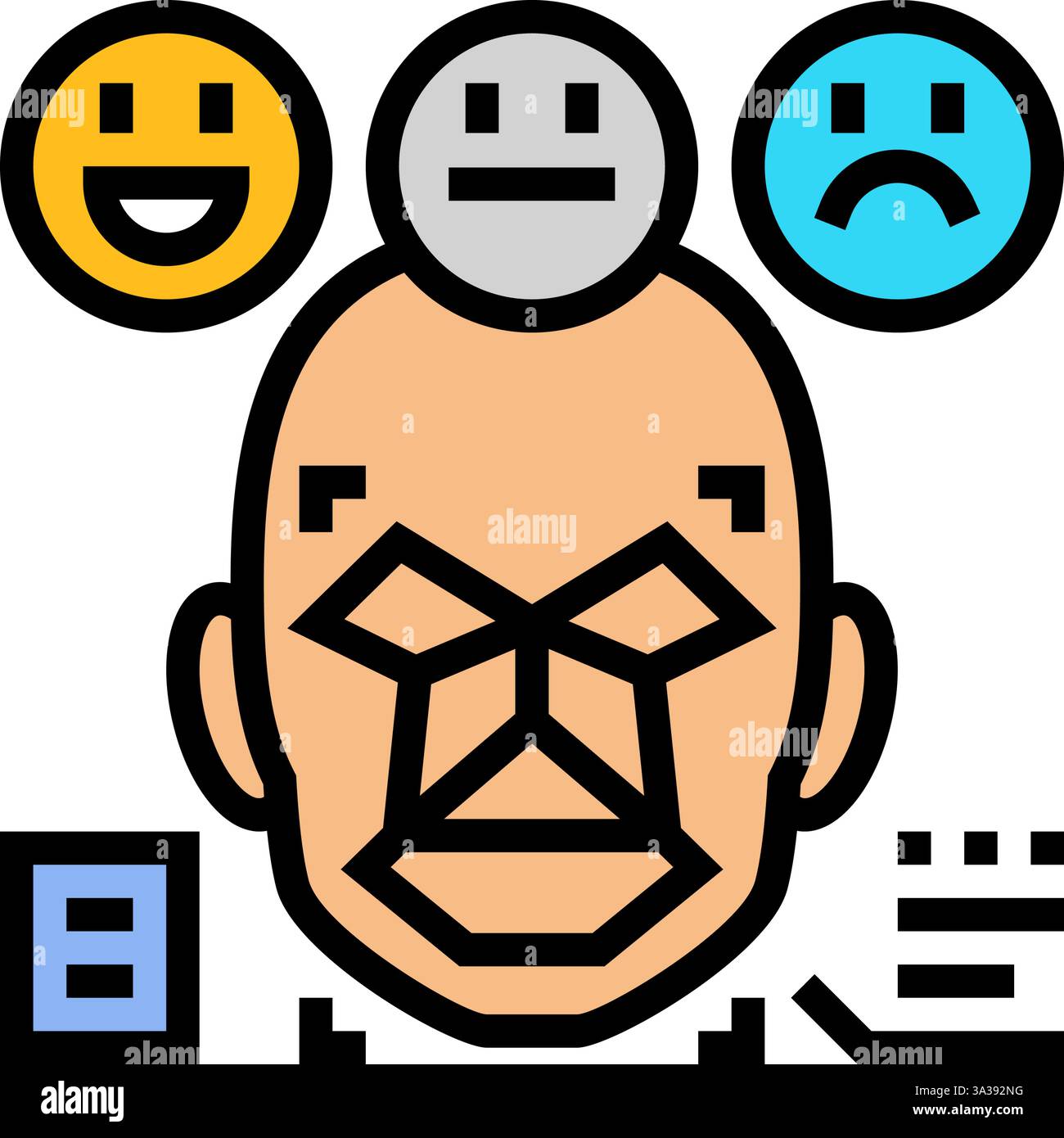 illustration vectorielle d'icône de couleur de visage d'analyse de sentiment nlp Illustration de Vecteur