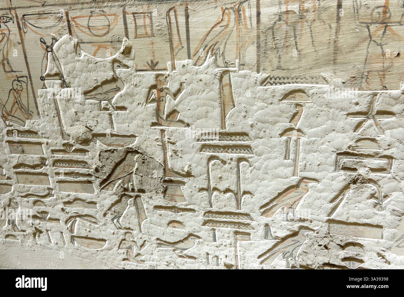 Détail intérieur de la tombe du pharaon Horemheb, KV57 dans la Vallée des Rois, Louxor Egypte Banque D'Images