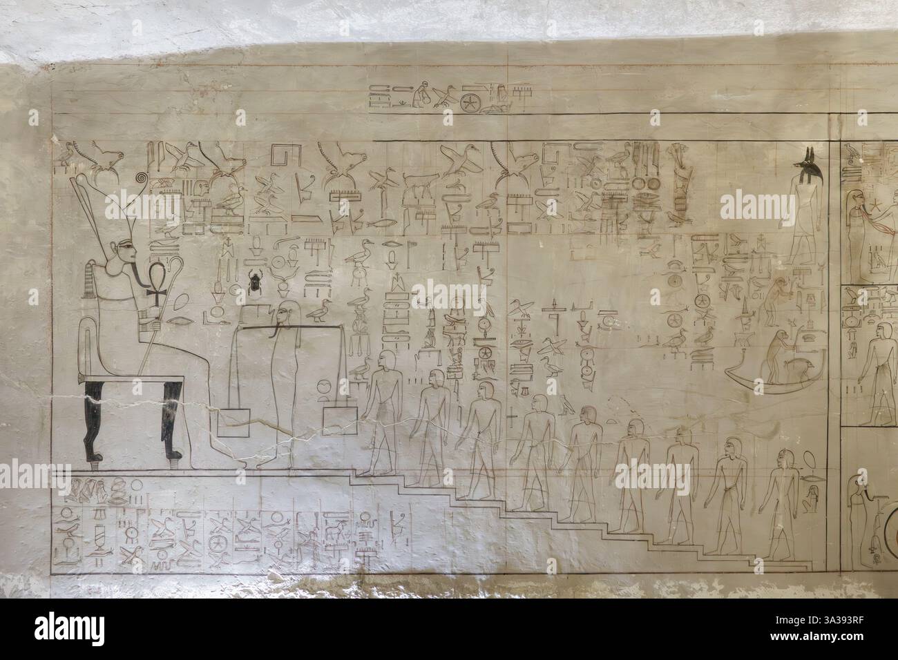 Détail intérieur de la tombe du pharaon Horemheb, KV57 dans la Vallée des Rois, Louxor Egypte Banque D'Images