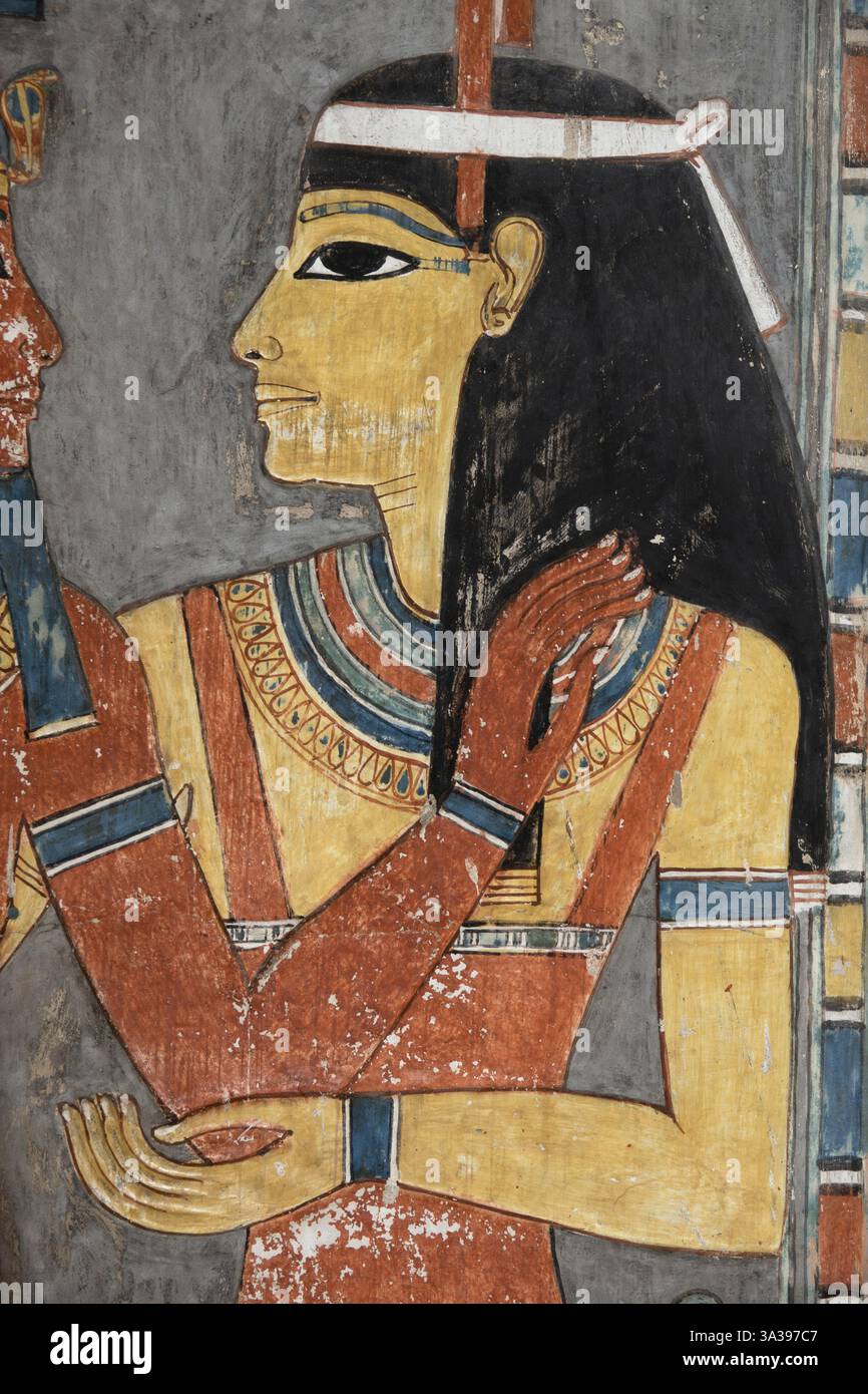 Détail intérieur de la tombe du pharaon Horemheb, KV57 dans la Vallée des Rois, Louxor Egypte Banque D'Images