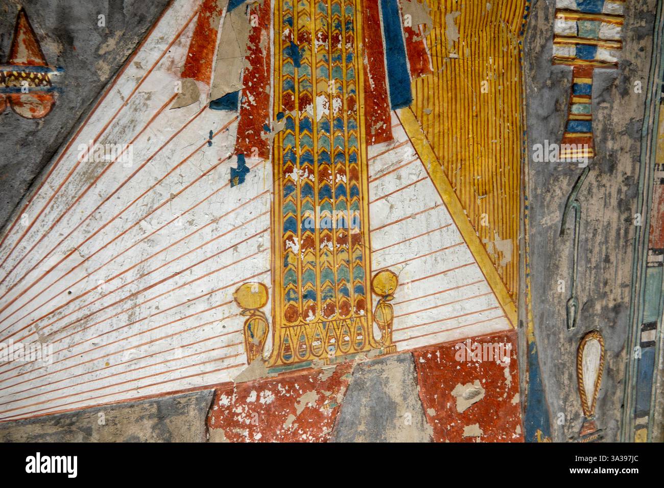Détail intérieur de la tombe du pharaon Horemheb, KV57 dans la Vallée des Rois, Louxor Egypte Banque D'Images