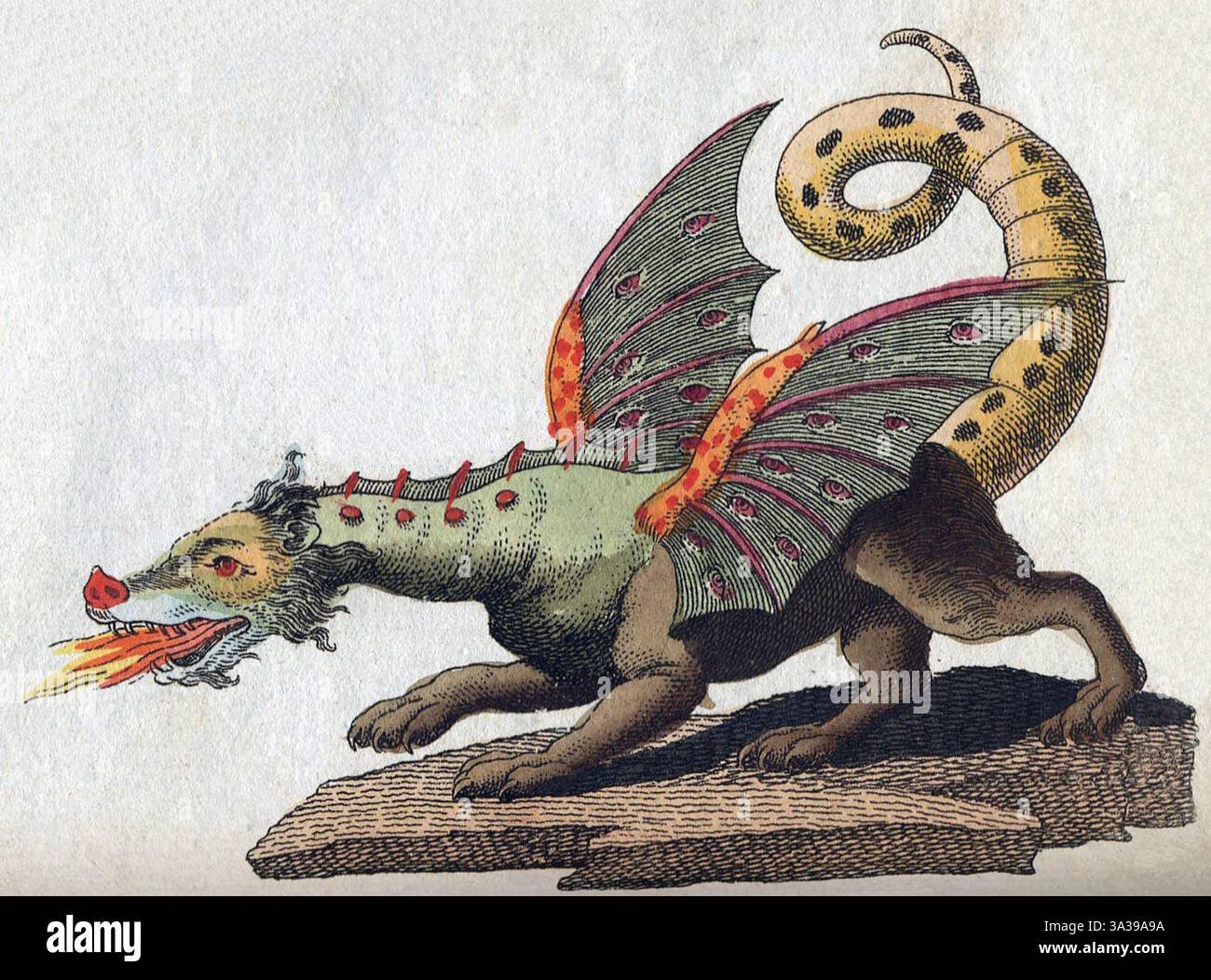 Gravure DE DRAGON AILÉ par l'artiste allemand Friedrich Bertuch, 1806 Banque D'Images