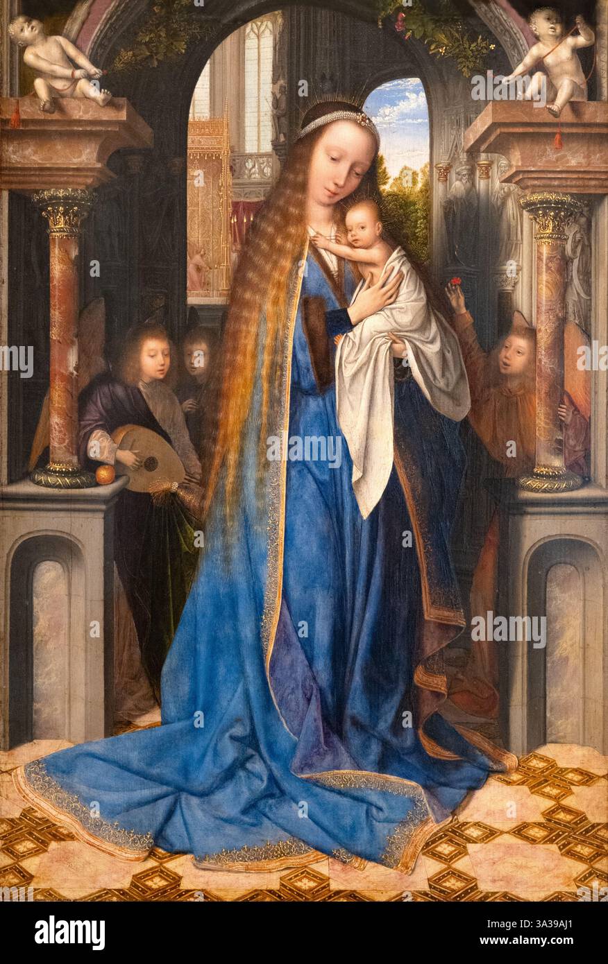 Quinten Massys peinture ; Quinten Massys 'Vierge à l'enfant avec des anges', 1500-09, 15ème-16ème siècle artiste flamand ; peinture à l'huile sur bois Banque D'Images