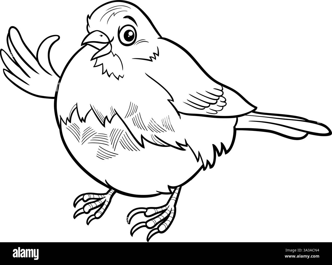 Illustration de bande dessinée du personnage d'animal d'oiseau junco drôle agitant sa page de coloration d'aile Illustration de Vecteur