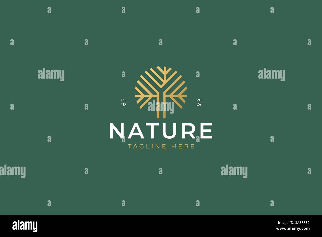 Nature Tree logo Oak Wood Abstract illustration concept luxe linéaire Illustration de Vecteur