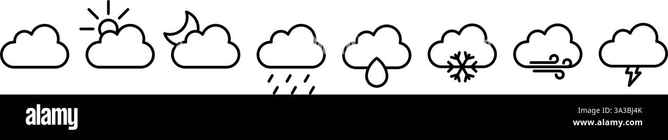 Icône de temps de nuage définir un design simple Illustration de Vecteur