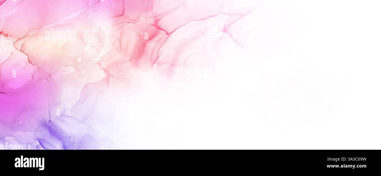 Une œuvre d'art abstraite avec des tourbillons d'encre rose et violette vibrants, créant un design fluide et dynamique. Banque D'Images