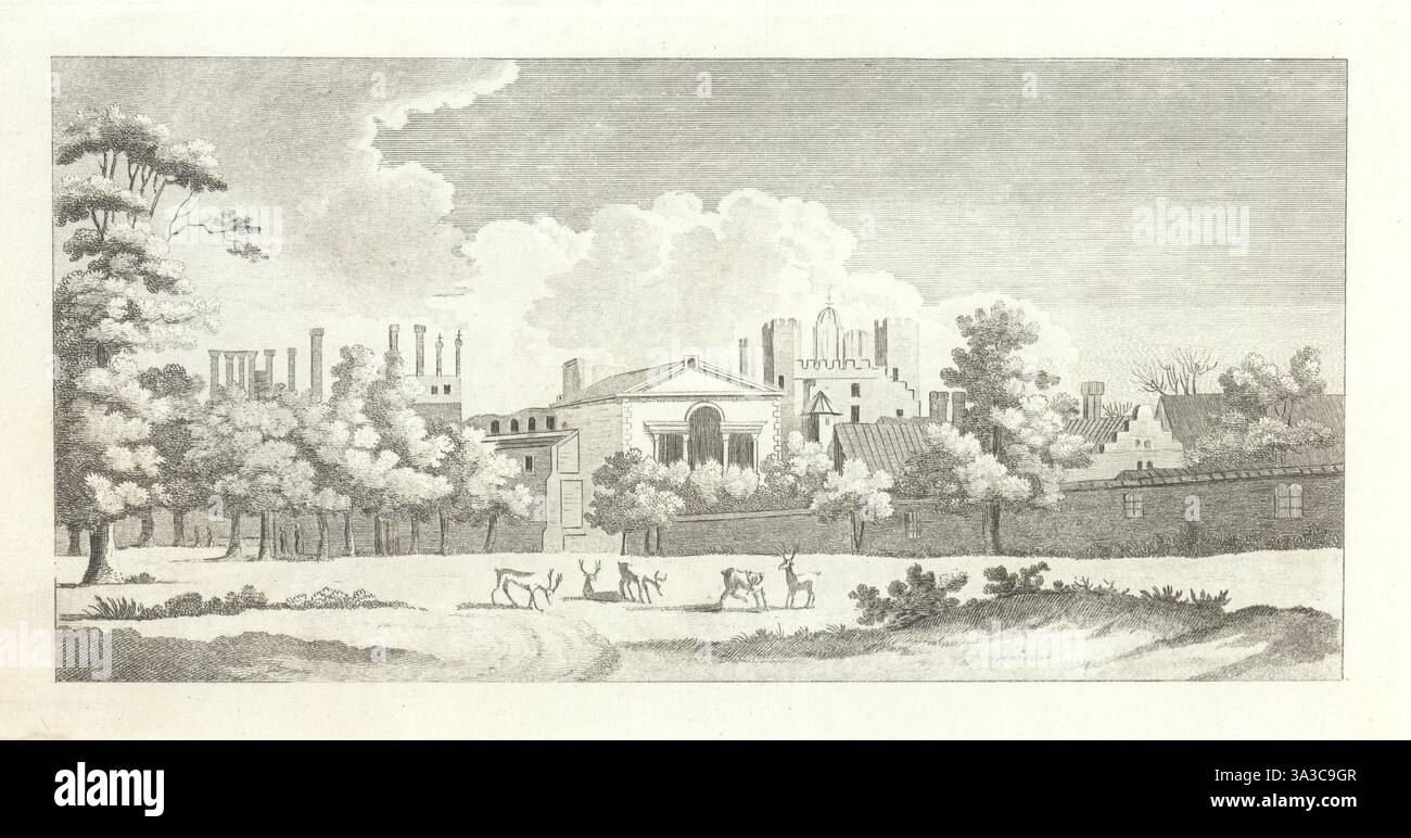 Cabinet de Charles Ier et une partie de Old Whitehall Palace, Londres 1793 impression Banque D'Images Cabinet de Charles Ier et une partie de Old Whitehall Palace, Londres 1793 impression Banque D'Images
