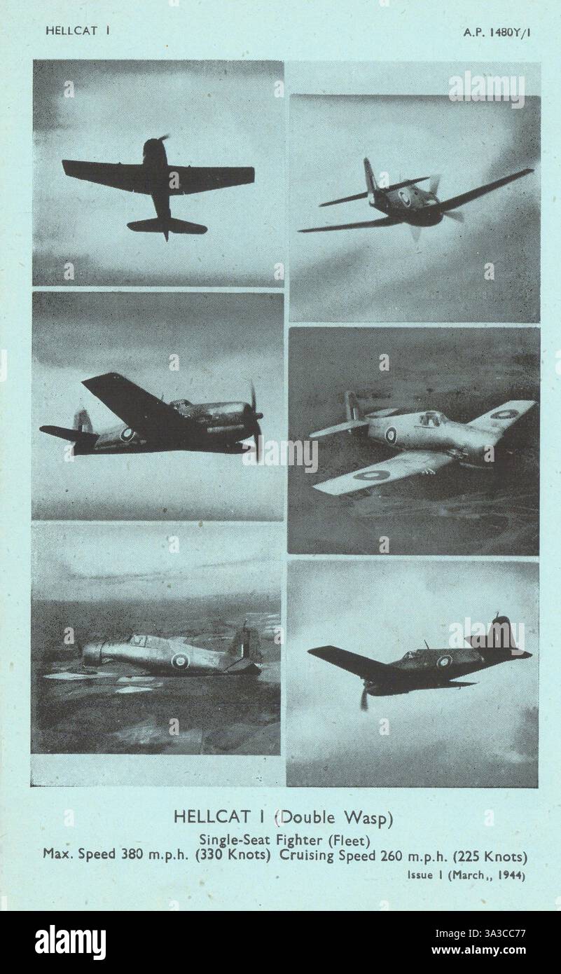 Grumman Hellcat I combattant. Photos de reconnaissance des aéronefs du ministère de l'Air 1944 impression Banque D'Images
