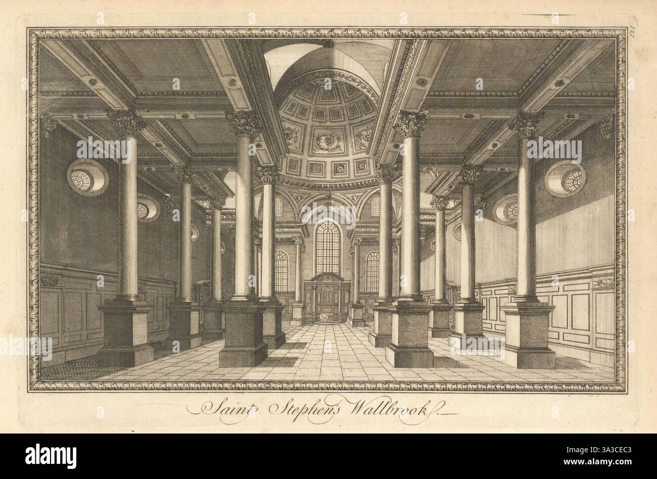 L'église de Saint Stephen Walbrook par William Maitland 1760 ancienne estampe Banque D'Images